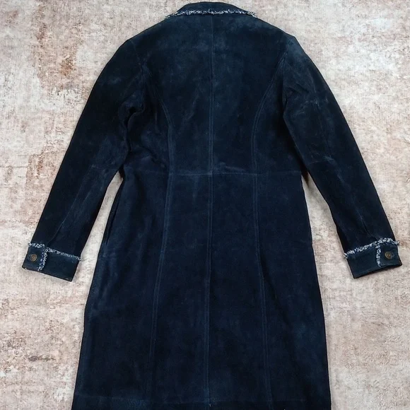 Wilsons Leather Vintage Blue Long Boho Suede Leather Coat Womdns Medium - Picture 9 of 13